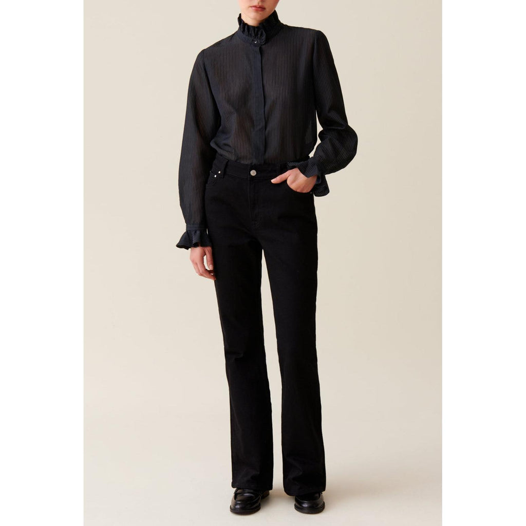 Chemise Fluide Col Volanté Rayures