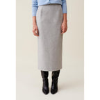Jupe Crayon Taille Haute Gris Clair