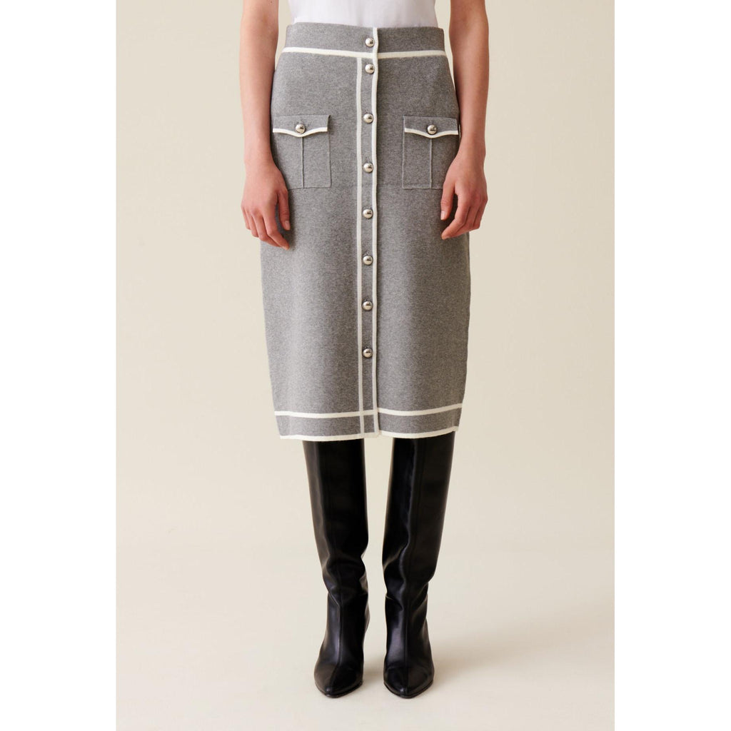 Jupe Maille Mi-Longue Grise