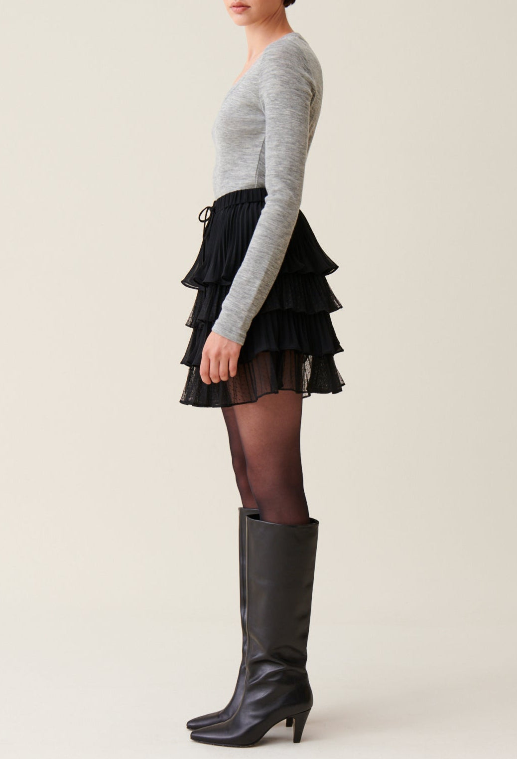 Black Short Ruffled Skirt