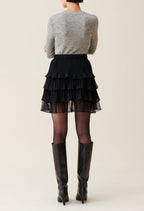 Claudie Pierlot - Jupe Courte Noire Volants
