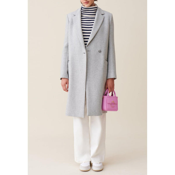 Claudie Pierlot - Manteau Mi-Long Tailleur Gris Clair