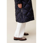 Long Quilted Hooded Down Jacket