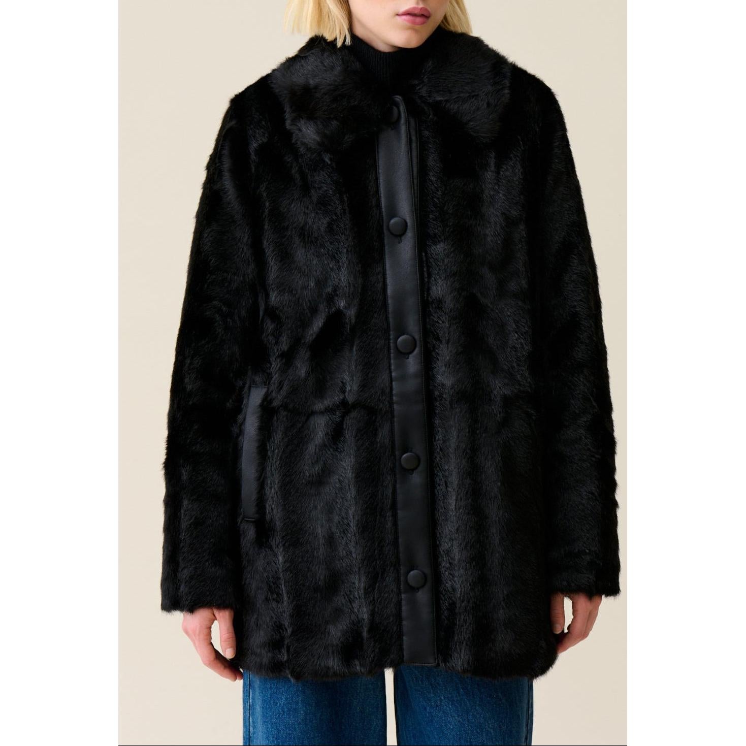 Black Faux Fur Coat