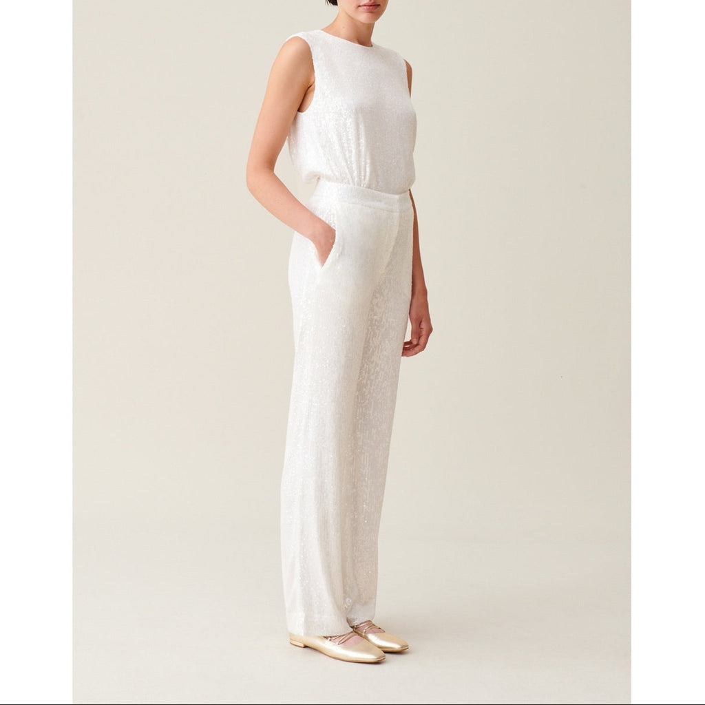 White Sequin Trousers