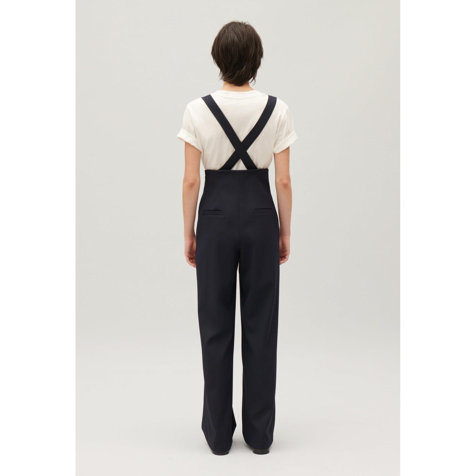 Navy Braces Trousers
