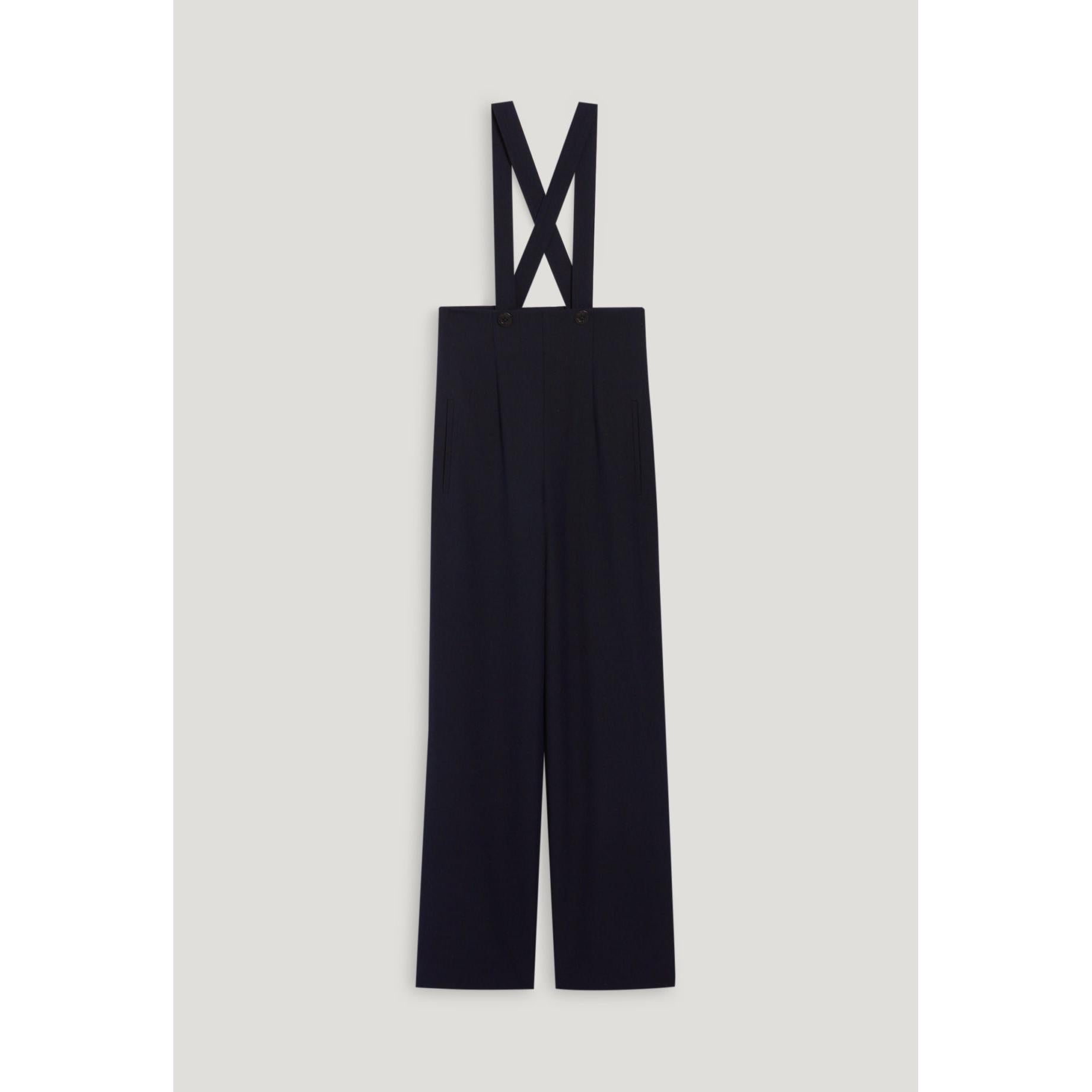 Navy Braces Trousers