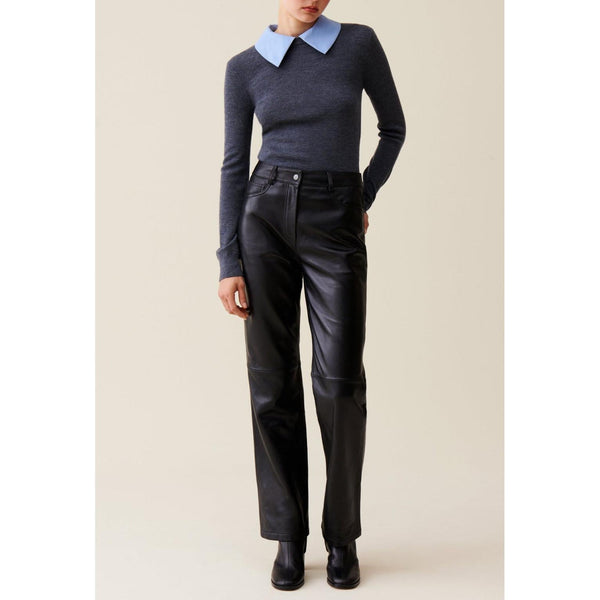 Pantalones rectos de cuero