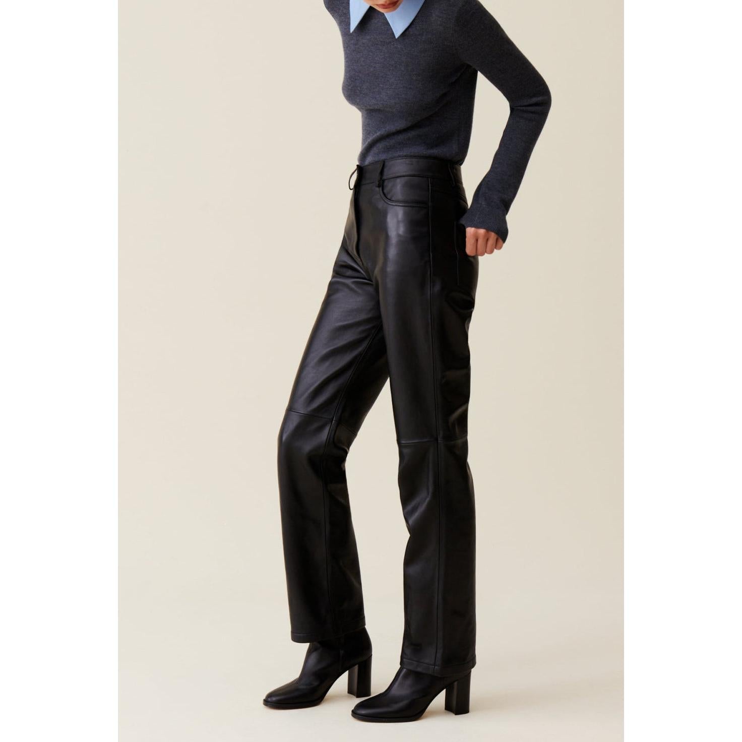Straight Leather Pants