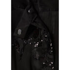 Black Embroidered Sequin Pants