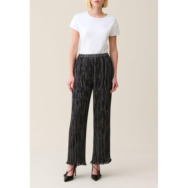 Pantalón Fluido Plisado Plateado