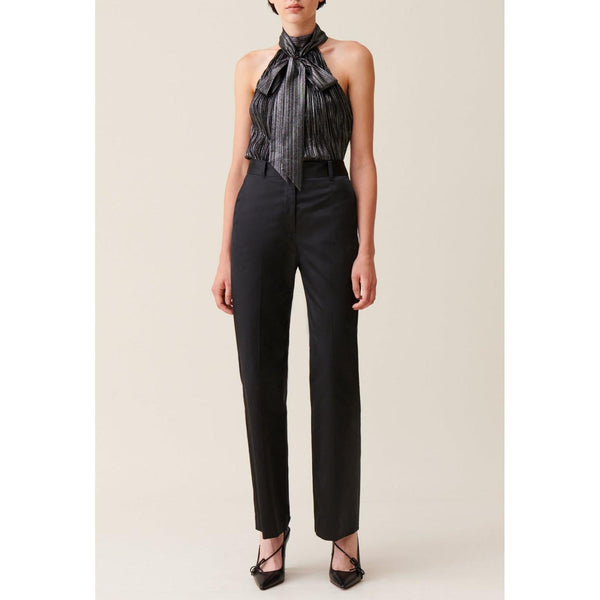 Claudie Pierlot - Pantalón Satinado Slim Recto Negro