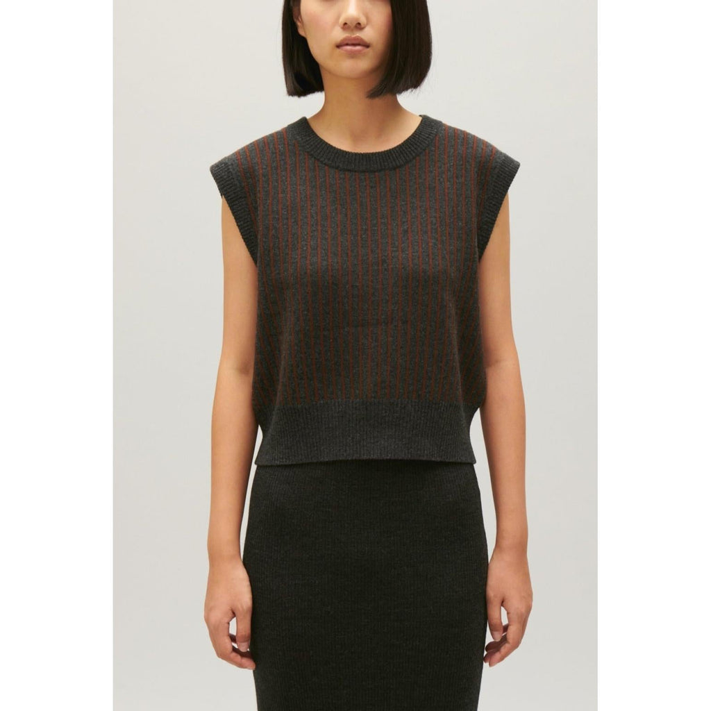 Claudie Pierlot - Pull Sans Manches Maille Rayée