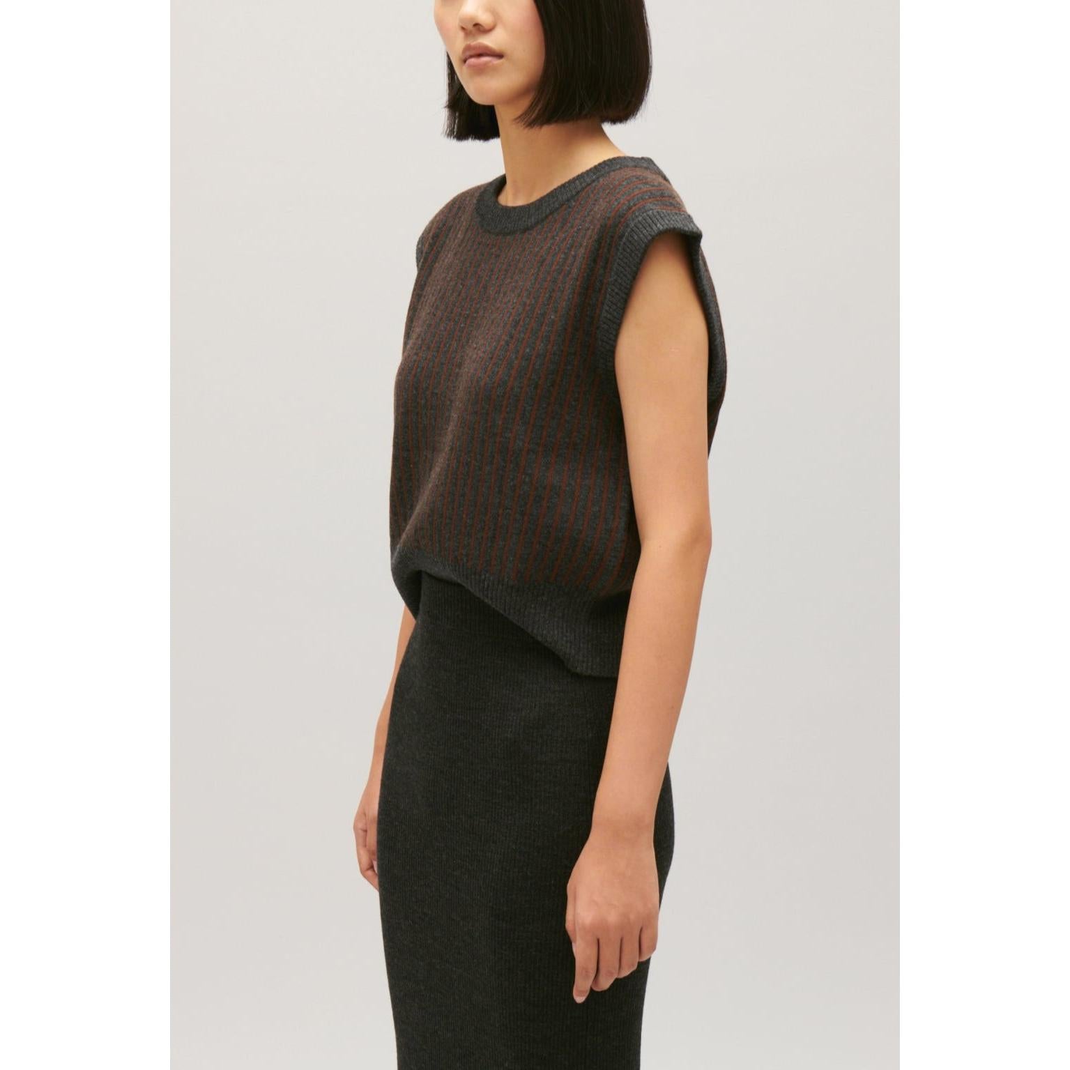 Claudie Pierlot - Pull Sans Manches Maille Rayée