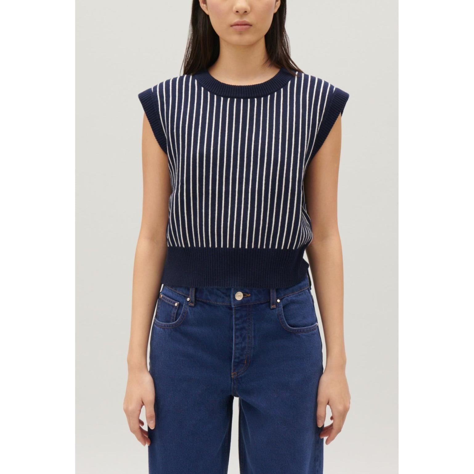 Claudie Pierlot - Striped Knit Sleeveless Jumper