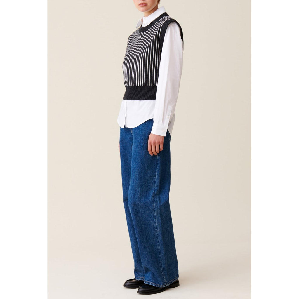 Pull Rayé Sans Manches Maille