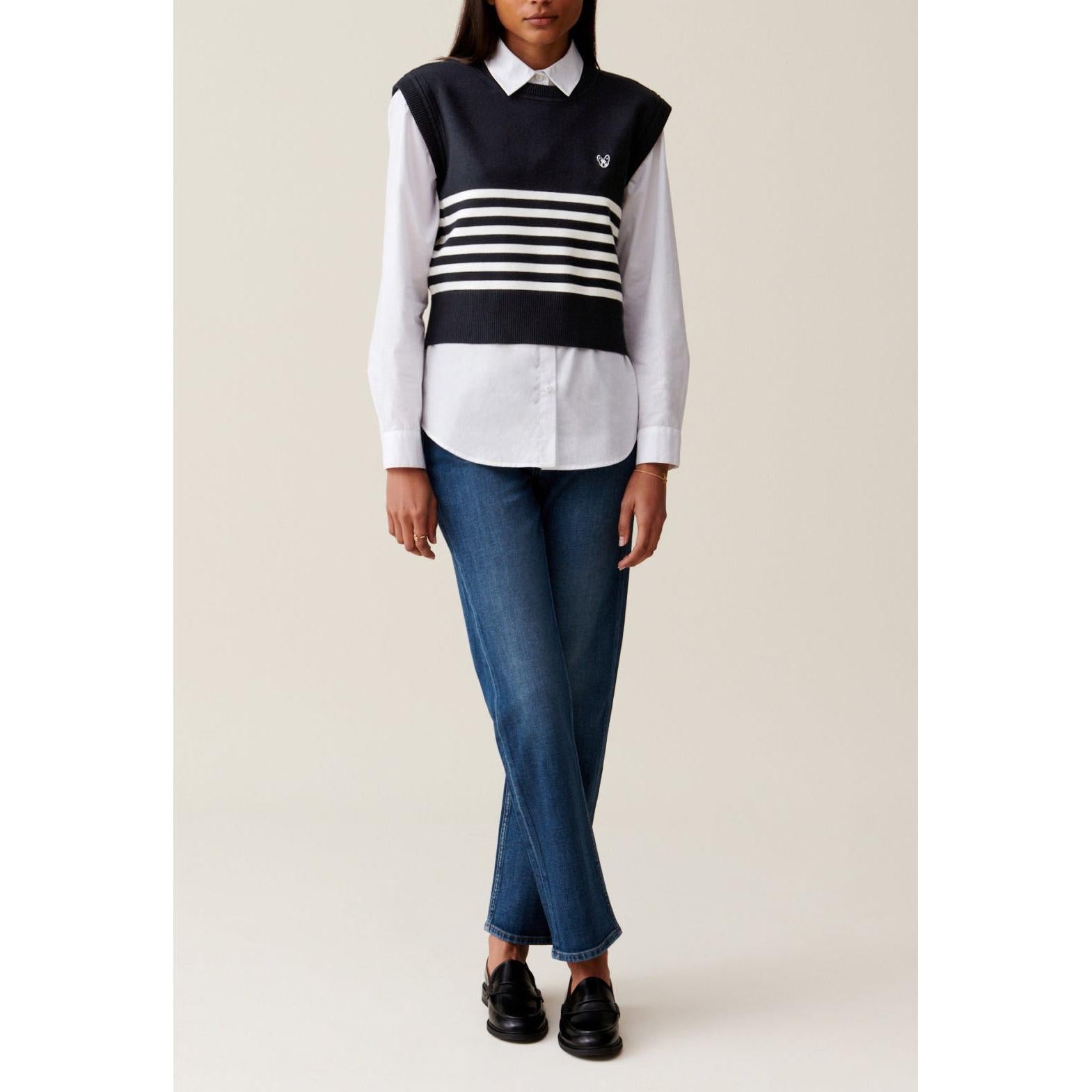 Jean Toto Sleeveless Striped Jumper