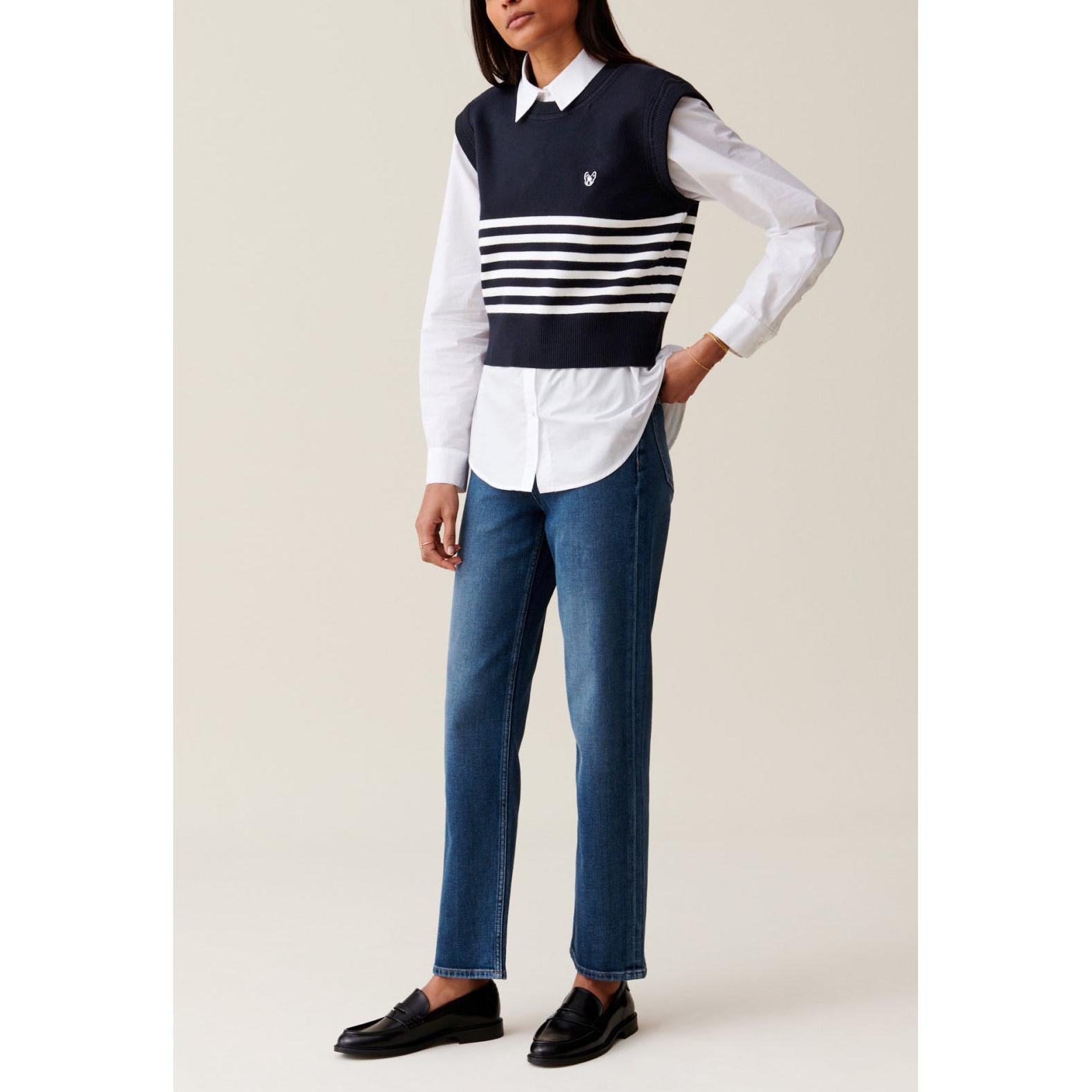 Jean Toto Sleeveless Striped Jumper