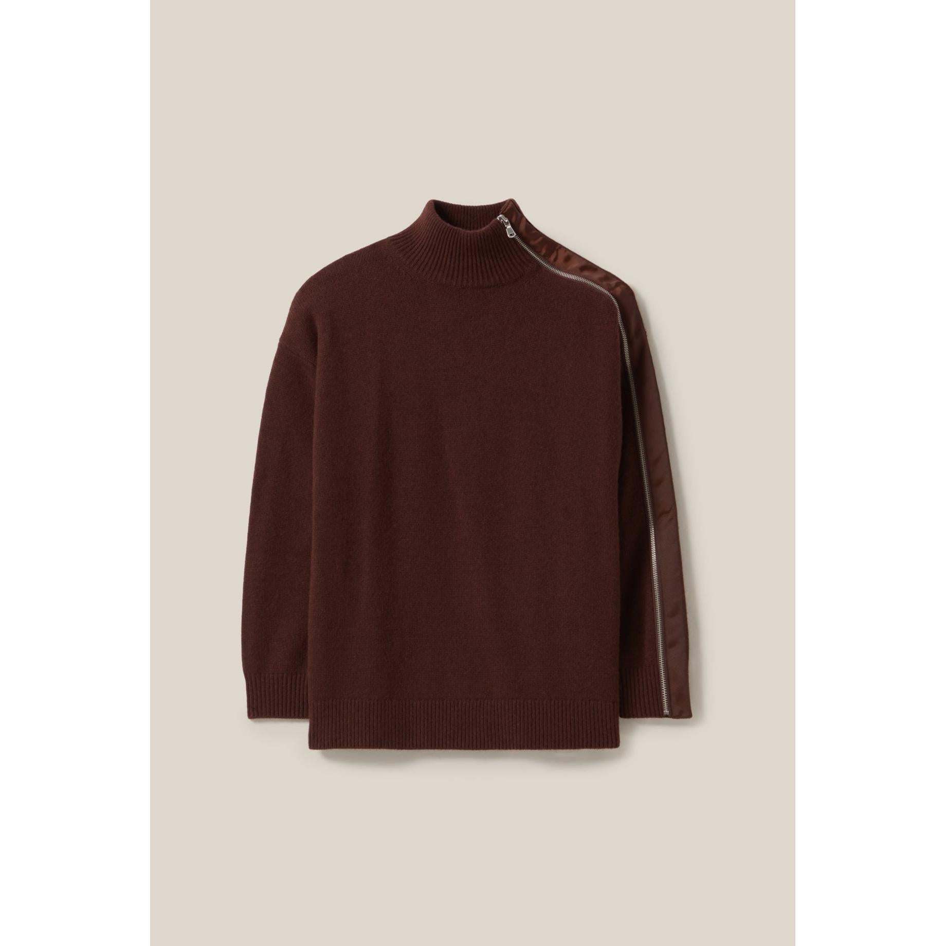 Claudie Pierlot - Jersey Cuello Alto con Cremallera Marrón