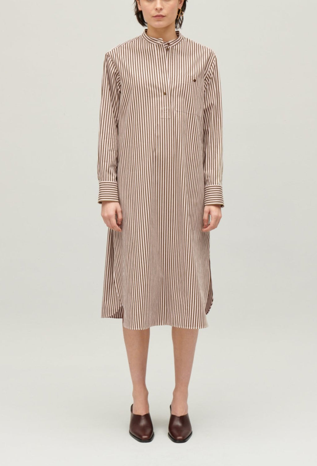 C&T Dress - Roche Stripes Bronze - Bronze