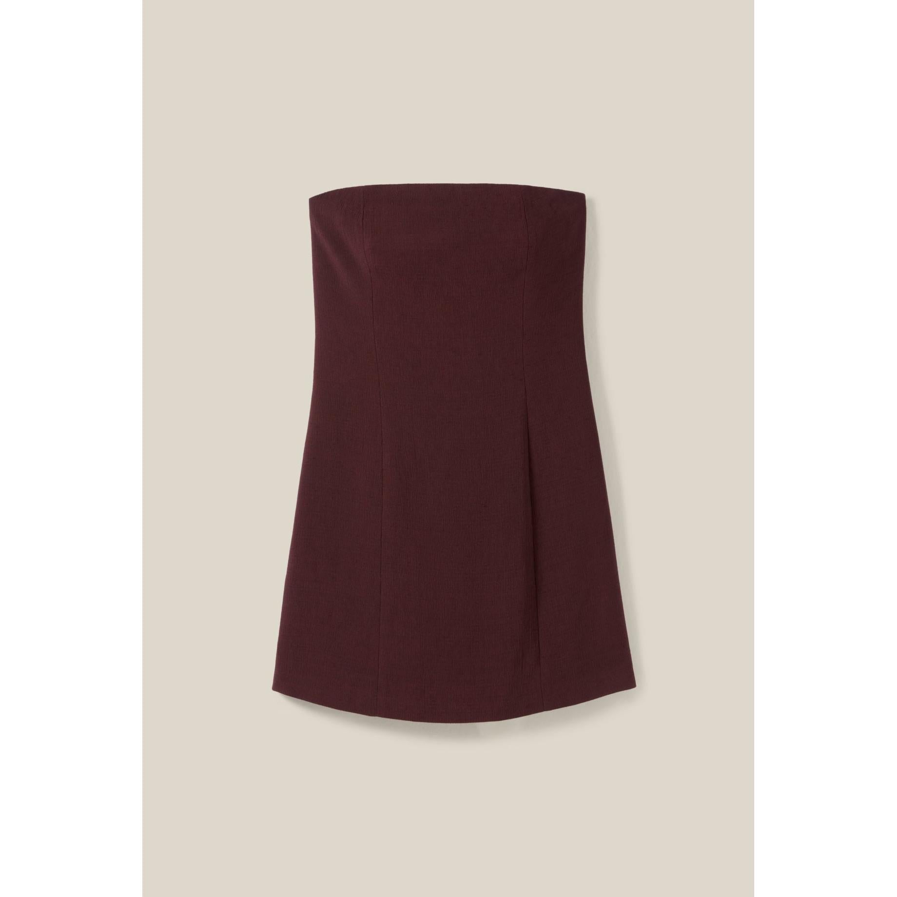Vestido Corto Capuchino Sin Tirantes