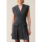 Claudie Pierlot - Robe Grise Cintrée Tailleur Tweed