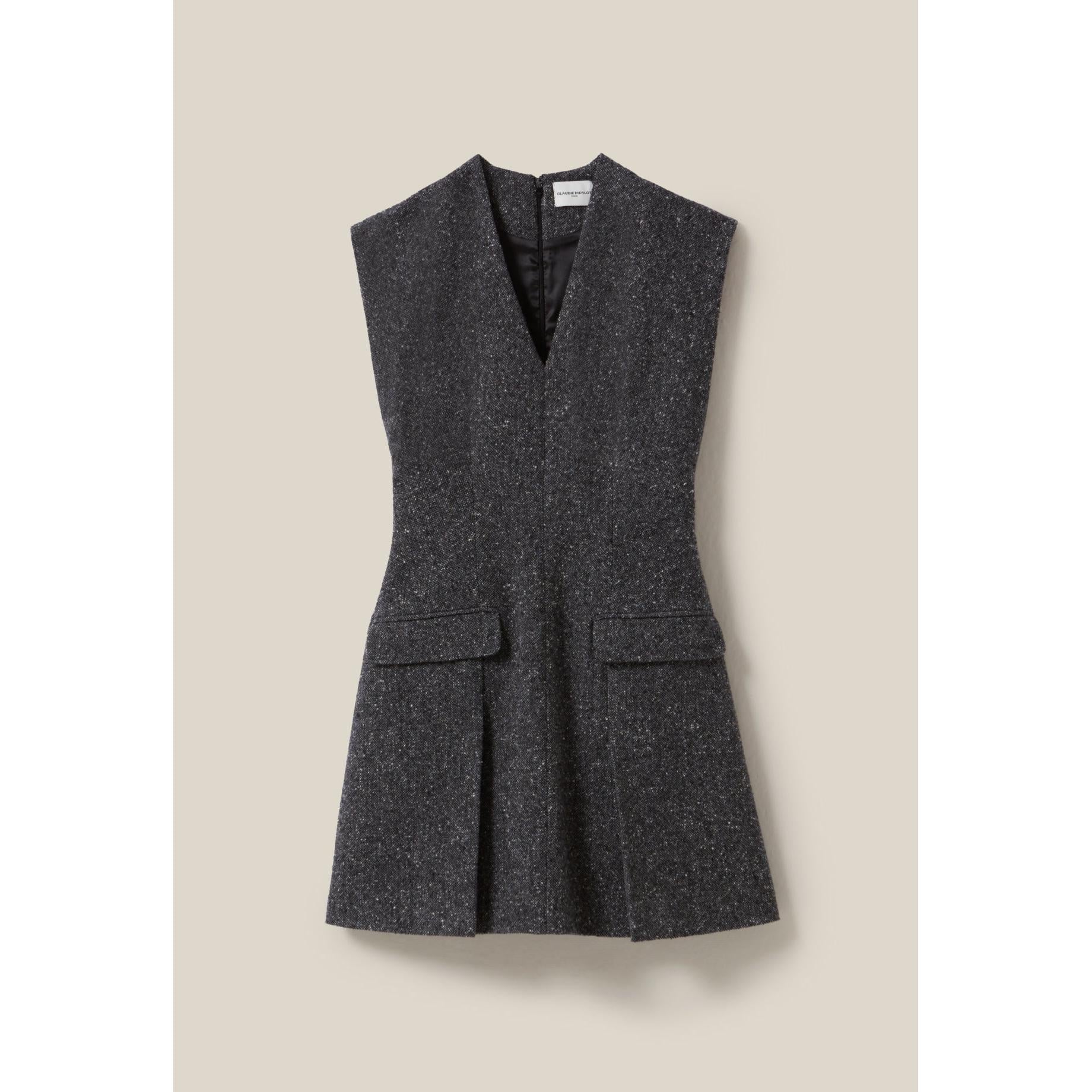 Claudie Pierlot - Robe Grise Cintrée Tailleur Tweed