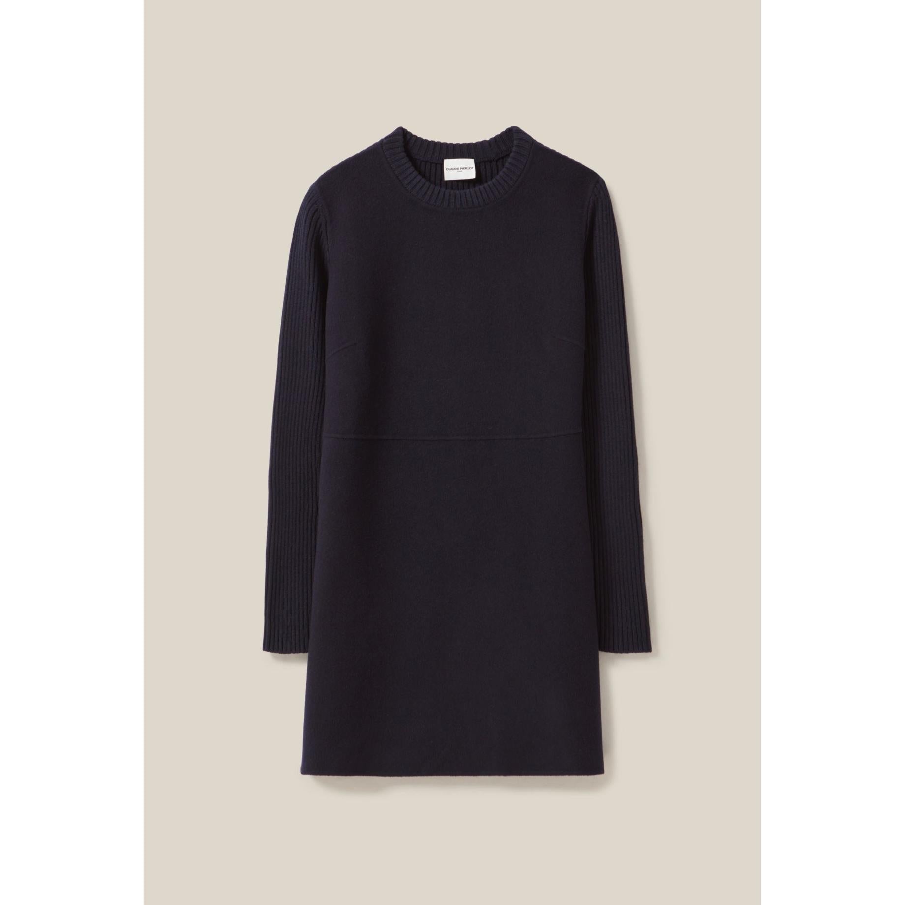 Claudie Pierlot - Robe Courte Maille Dos Côtelé