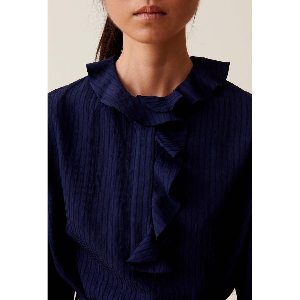 Claudie Pierlot - Robe Rayures Volants Marine