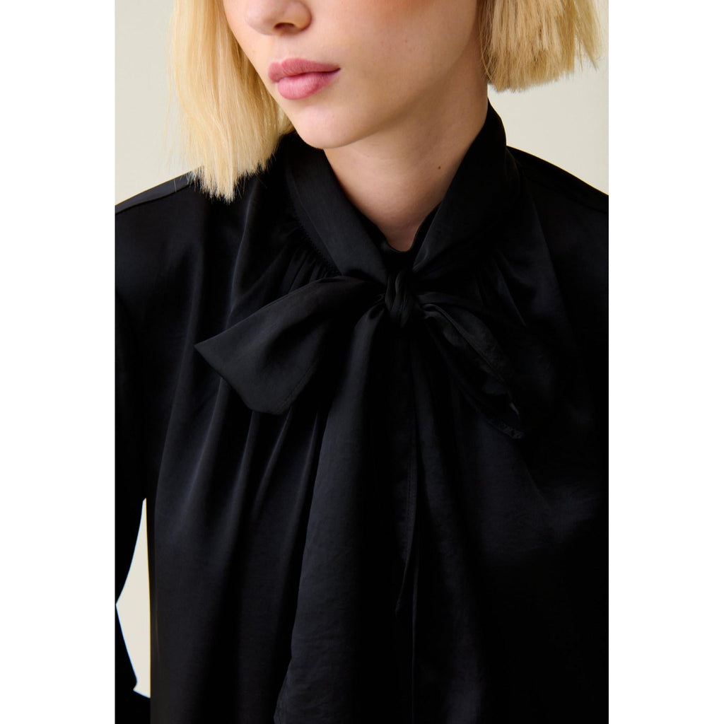 Claudie Pierlot - Fluid Dress Lavallière Collar Black