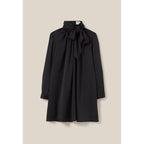 Black Fluid Dress with Lavallière Collar
