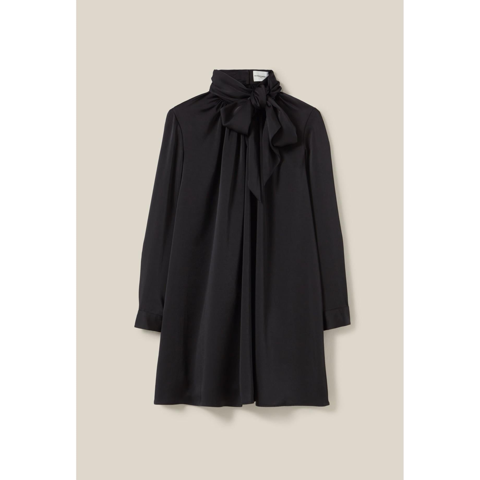 Claudie Pierlot - Fluid Dress Lavallière Collar Black