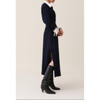 Long Fluid Crossover Dress Navy