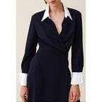 Long Fluid Crossover Dress Navy