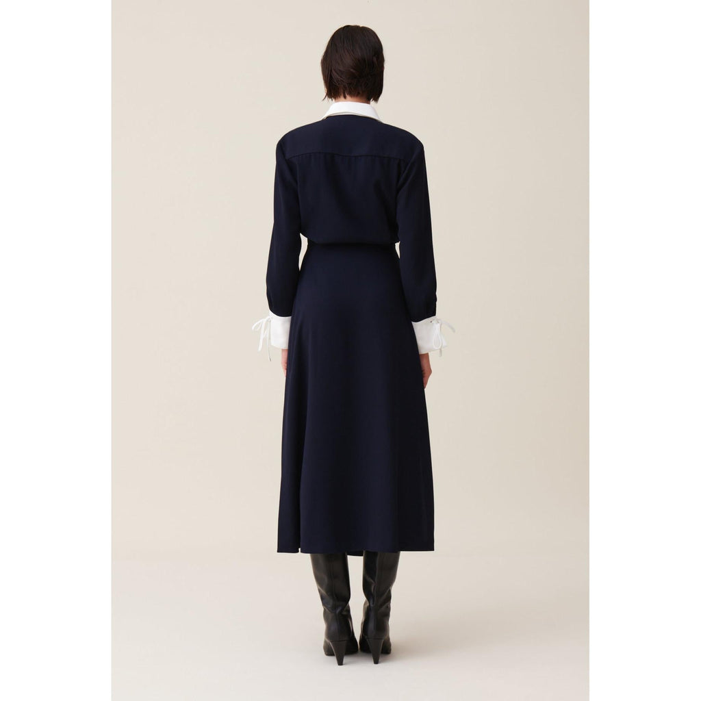 Long Fluid Crossover Dress Navy