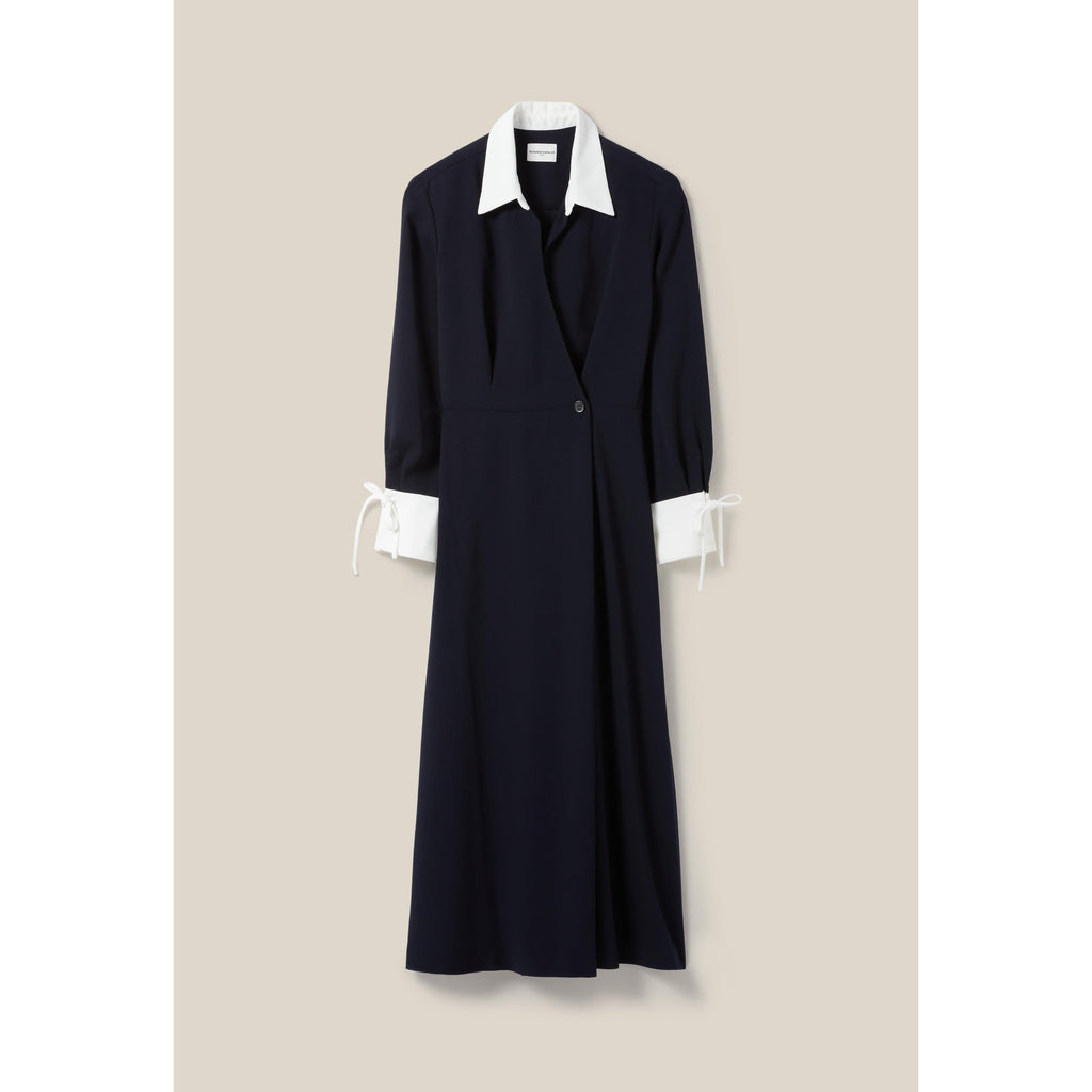 Long Fluid Crossover Dress Navy
