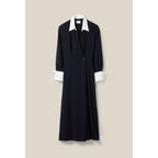 Long Fluid Crossover Dress Navy