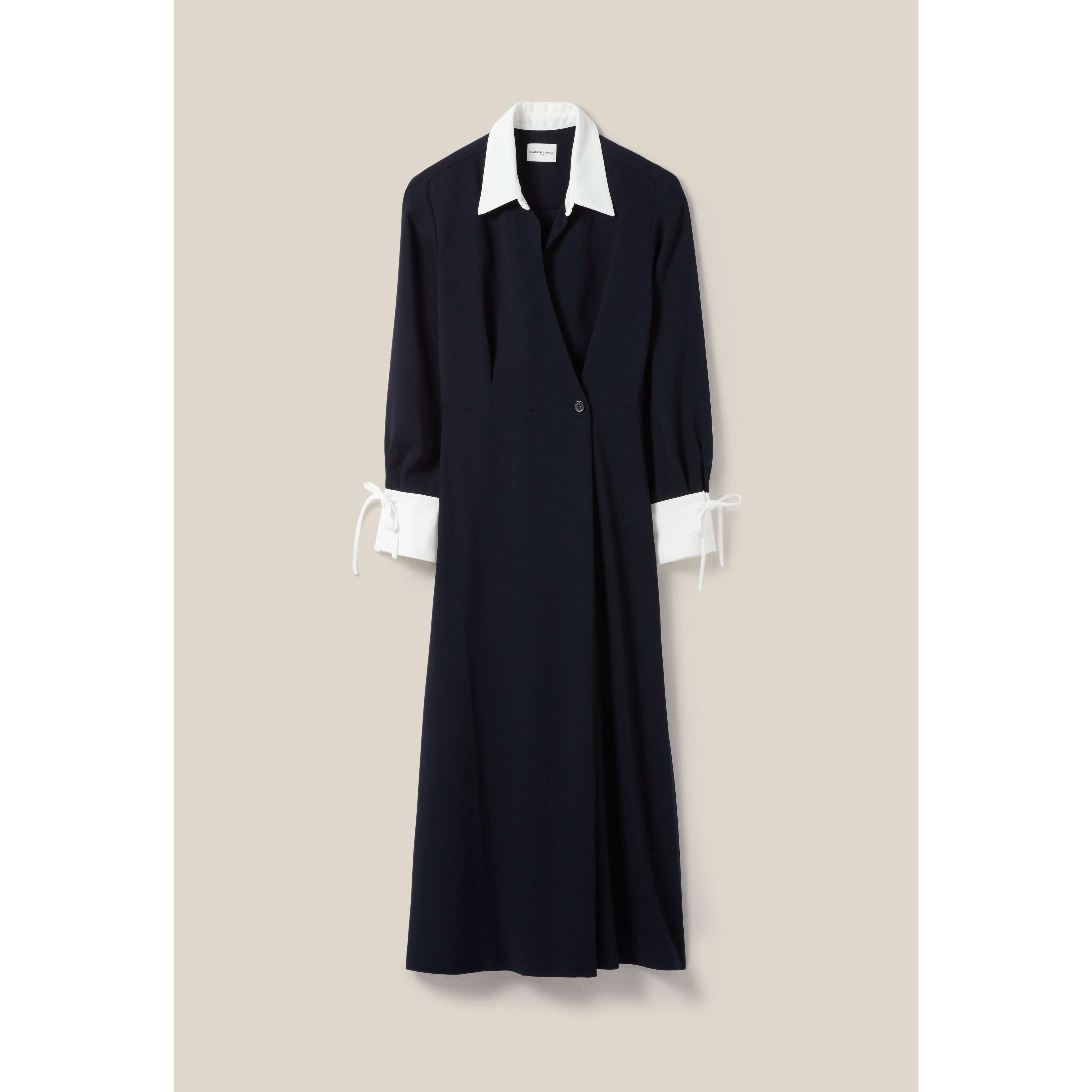 Long Fluid Crossover Dress Navy