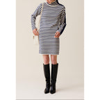 Nautical Knit High-Neck Dress