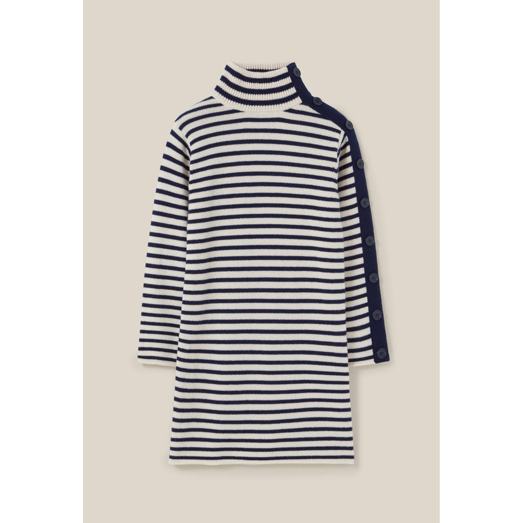 Nautical Knit High-Neck Dress