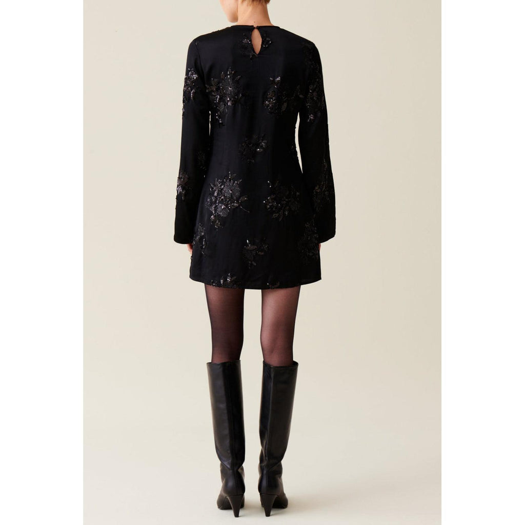 Robe Courte Noire Sequins Brodés