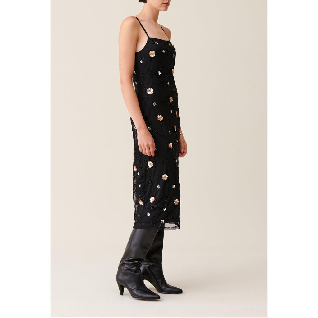 Claudie Pierlot - Robe Longue Fluide Sequins Brodés