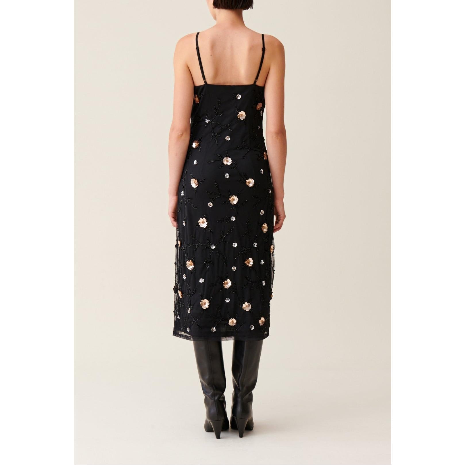 Claudie Pierlot - Robe Longue Fluide Sequins Brodés