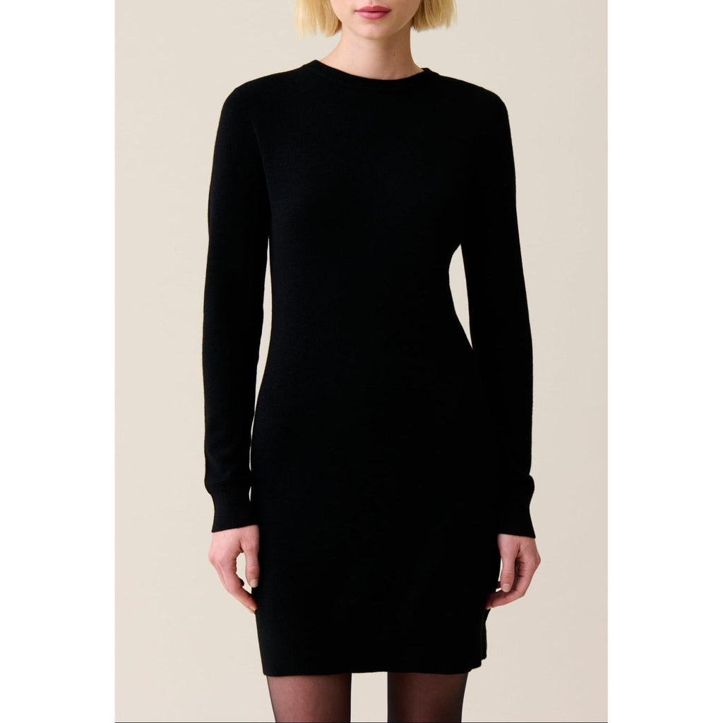 Black Knitted Dress with Removable Collar