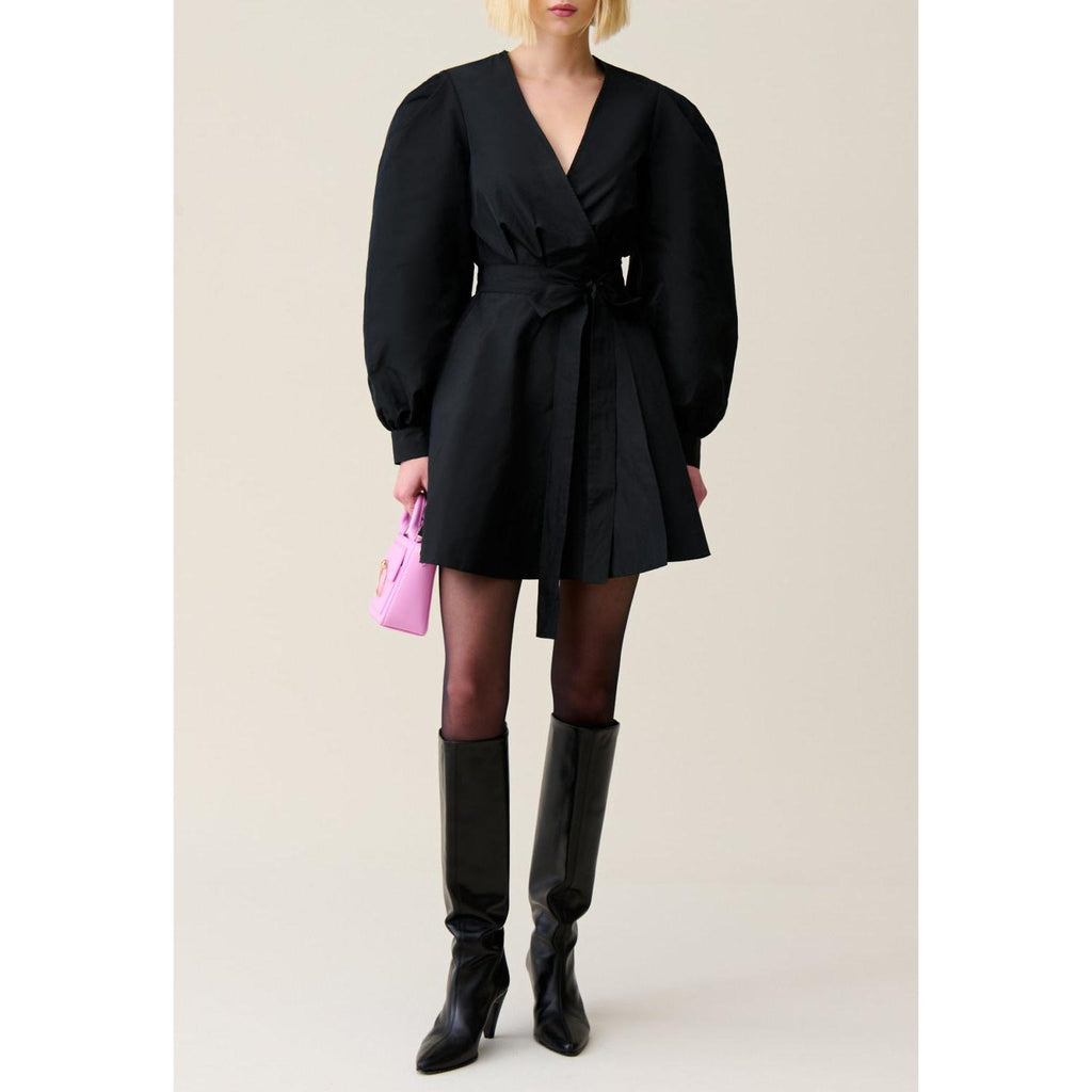 Robe Courte Manches Ballons Noire