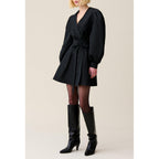 Robe Courte Manches Ballons Noire