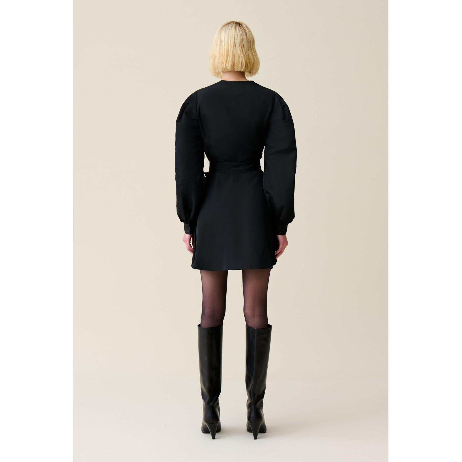 Robe Courte Manches Ballons Noire