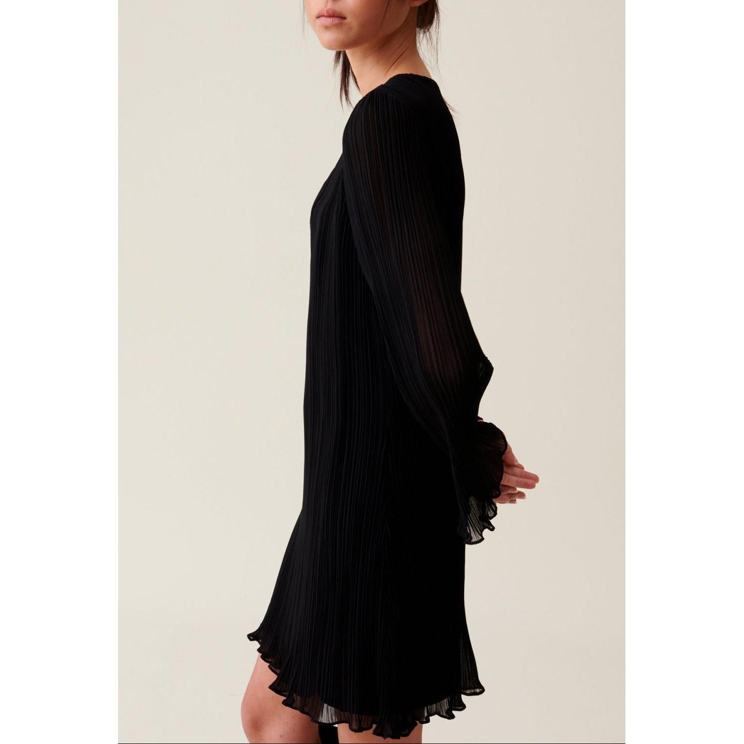 Claudie Pierlot - Short Pleated Dress with Long Sleeves