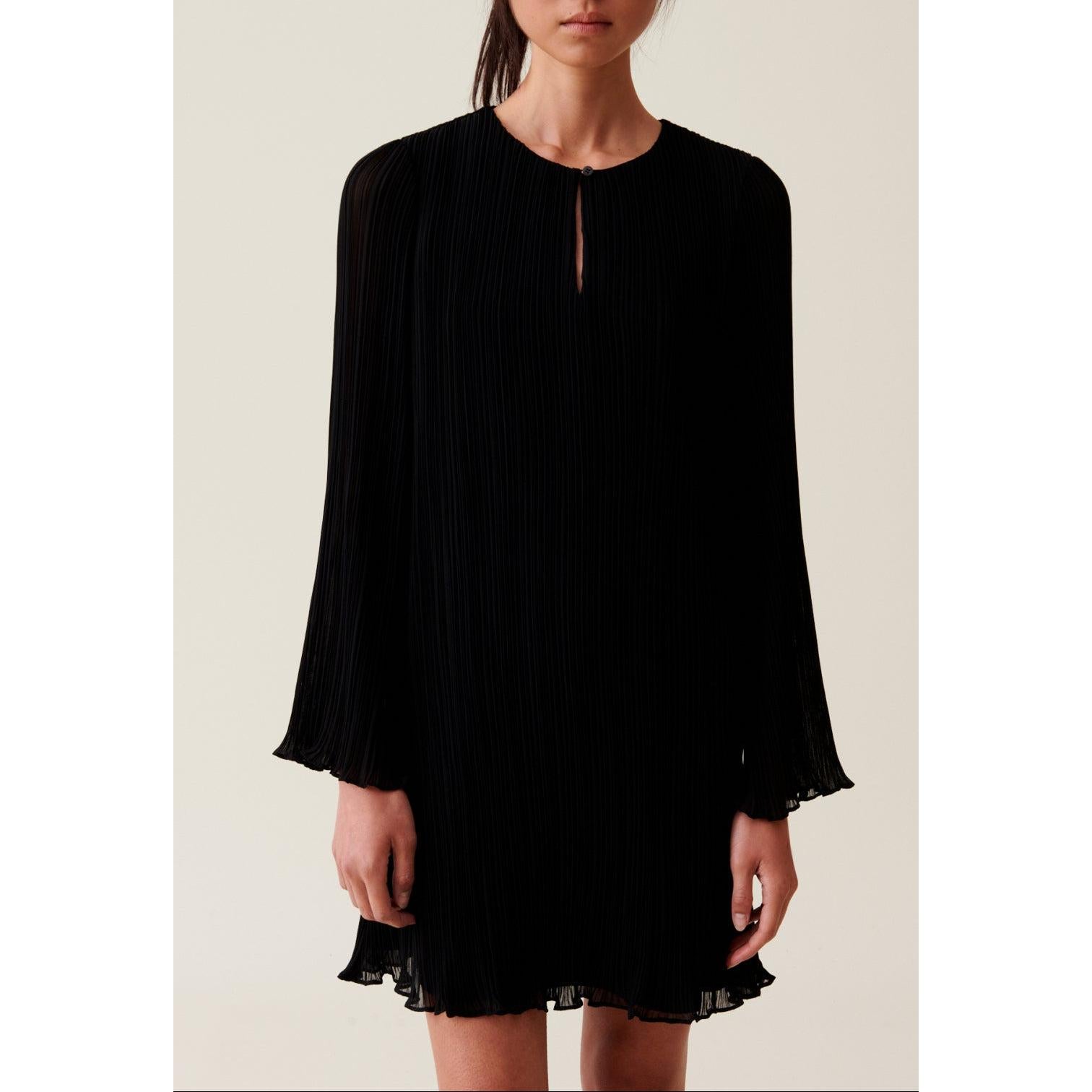 Claudie Pierlot - Short Pleated Dress with Long Sleeves