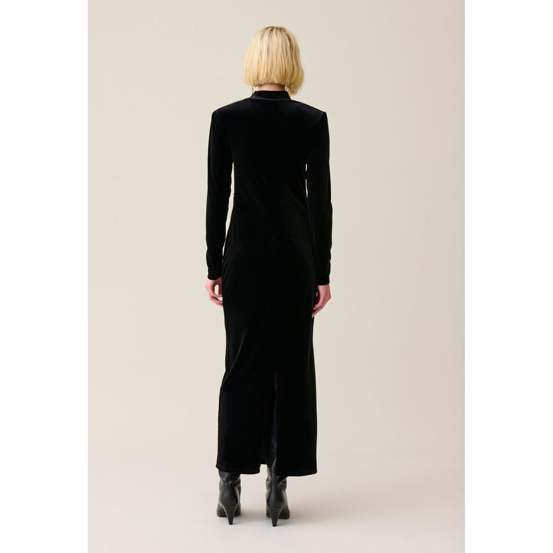 Claudie Pierlot - Robe Longue Cintrée Velours Noir